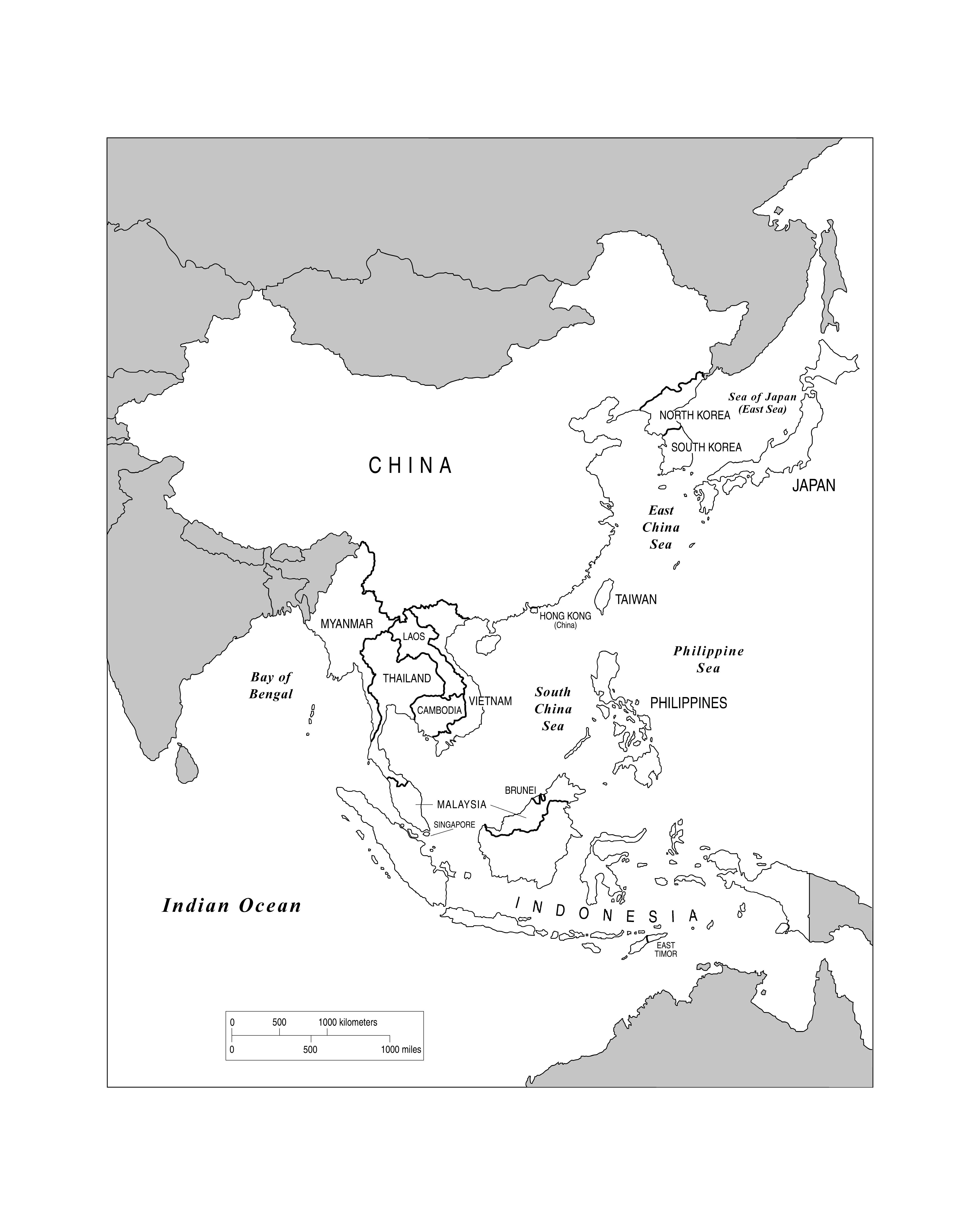 East Asia Map Printable Blank